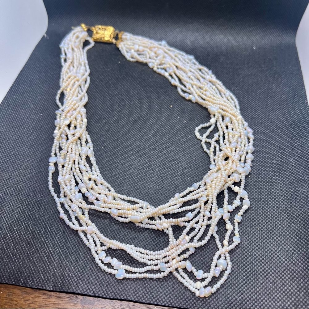 Vtg Venetian Italy Glass Bead Multi Strand Necklace, St. Mark Venice Lion Clasp‎